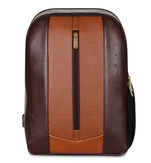 THE CLOWNFISH Hitch Hiker 27L Faux Leather Laptop Backpack | Multiple Pockets | 14-inch | Chocolate