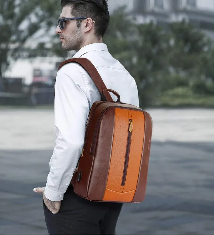 THE CLOWNFISH Hitch Hiker 27L Faux Leather Laptop Backpack | Multiple Pockets | 14-inch | Chocolate