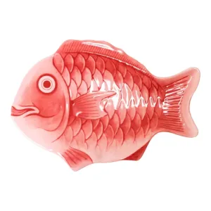 Thunder Group 1000CFR 10" Fish Shaped Melamine Platter Red, Pack of 12