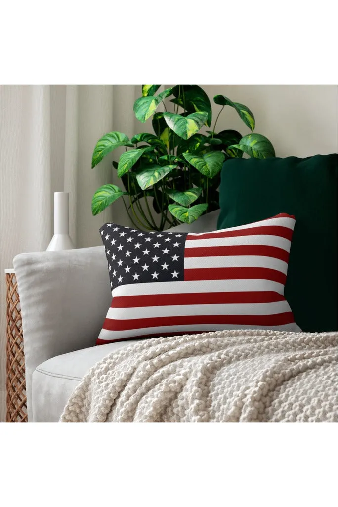 USA Flag Spun Polyester Lumbar Pillow