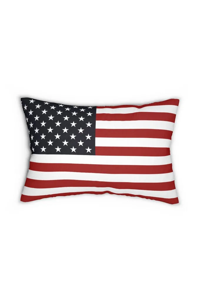 USA Flag Spun Polyester Lumbar Pillow