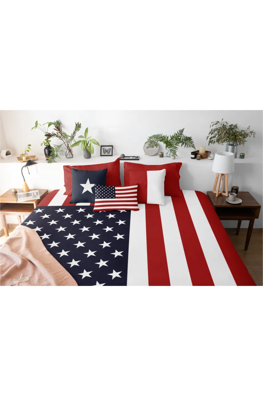 USA Flag Spun Polyester Lumbar Pillow