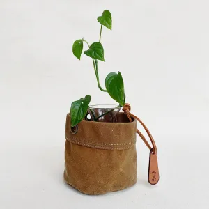 Waxed Canvas Hanging Planter #104