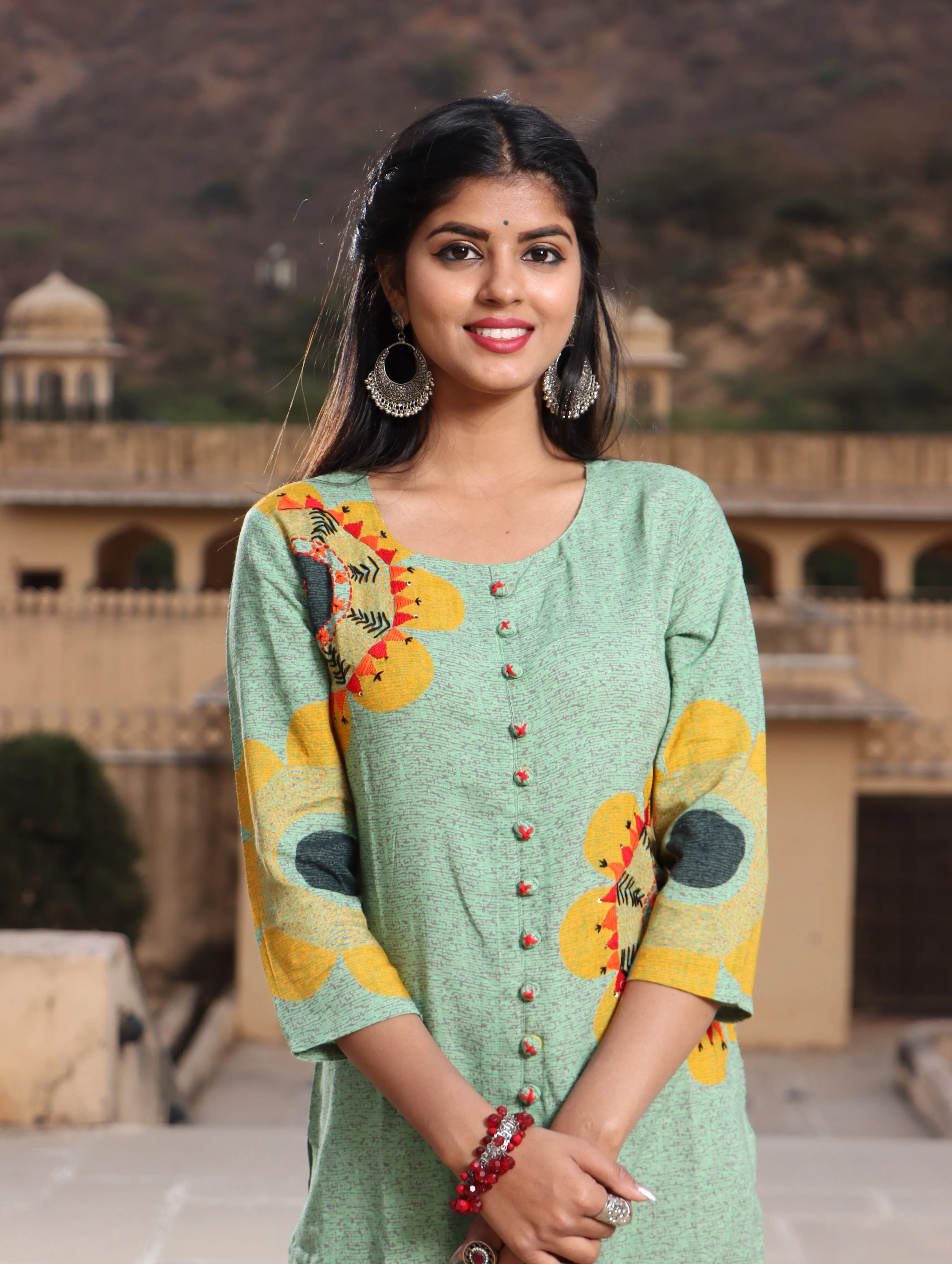 Womens Kurta Pista Green Color Rayon Straight
